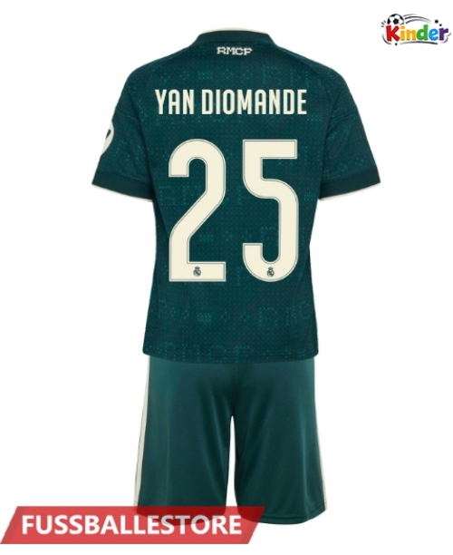 Günstige Real Madrid Yan Diomande #25 Auswärts Trikotsatzt Kinder 2026-27 Kurzarm (+ Kurze Hosen)